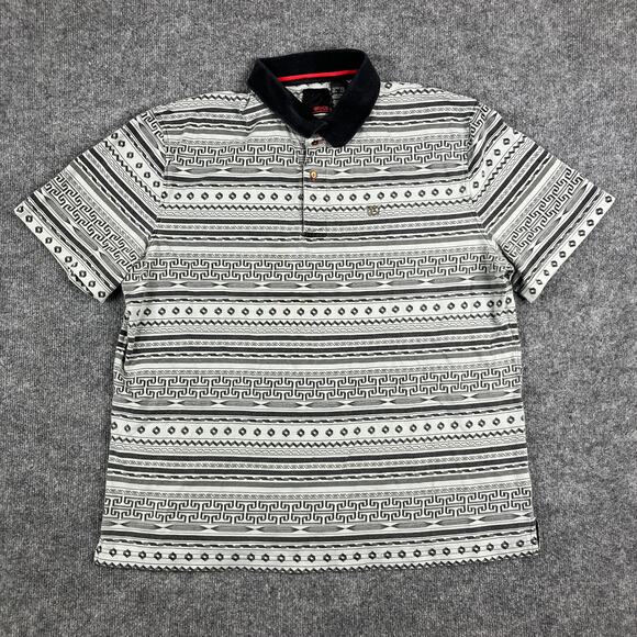 Enyce Polo Men's XXL Black White Geometric Print Short Sleeve Shirt - Picture 2 of 7